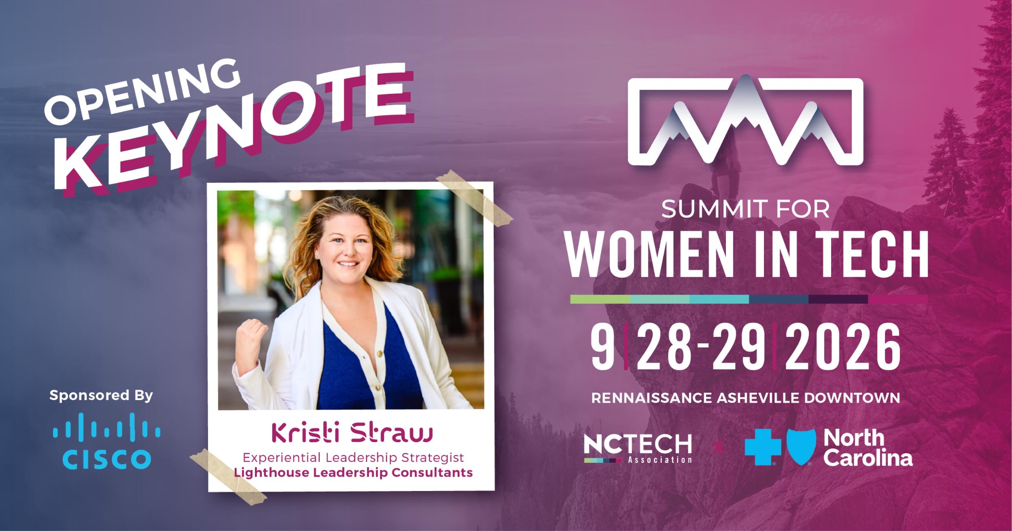 NC TECH Summit for Women in Tech 2026 opening keynote announcement featuring Kristi Straw